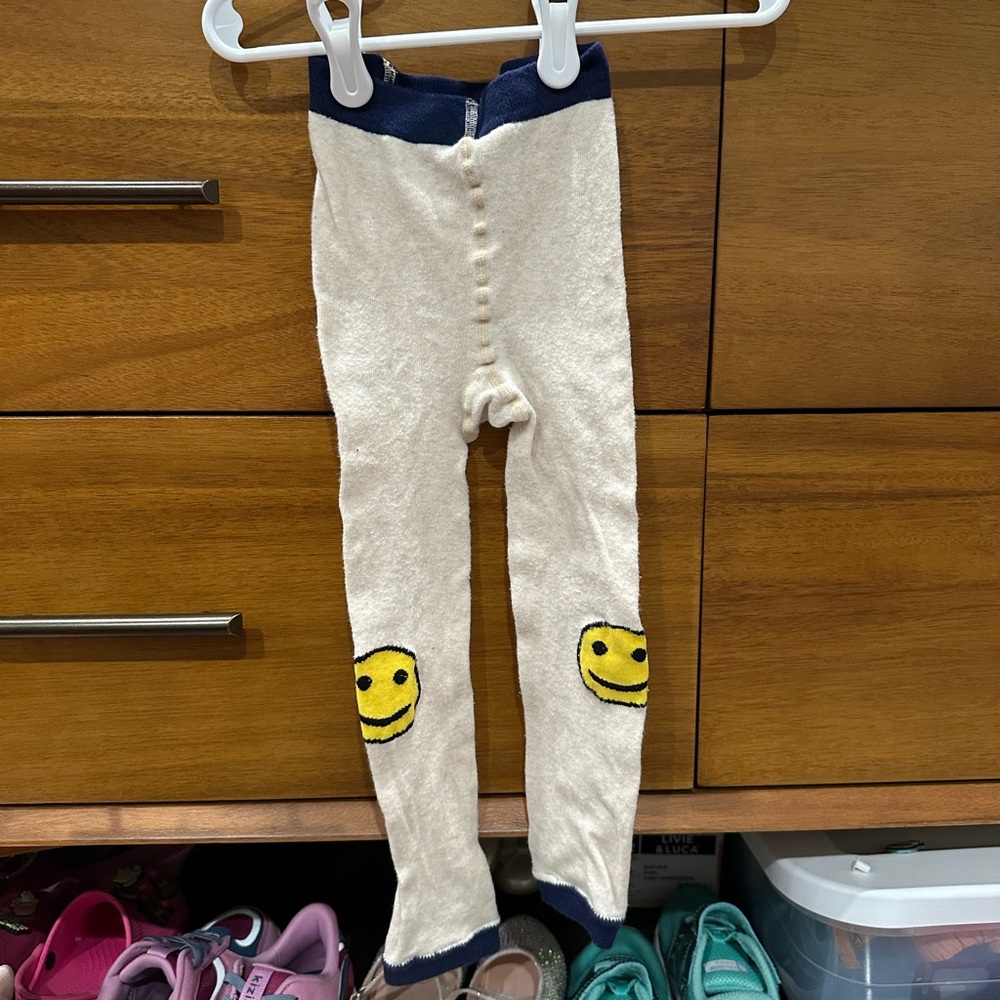 Hansel from Basel Navy and Cream Knit Leggings with Smiley Faces